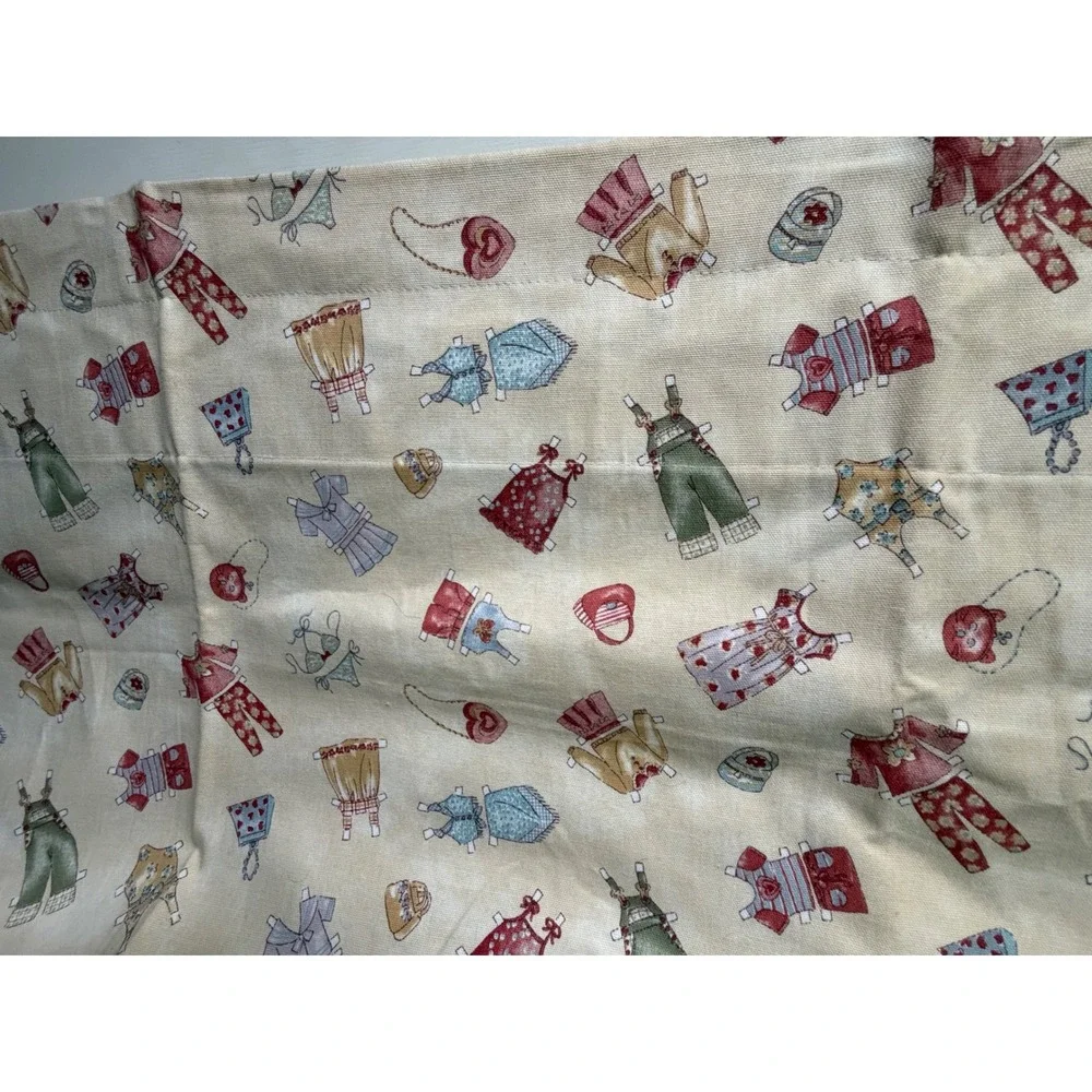 Paper Doll Print 2 Window‎ Valances52x17 Cream Excellent Lined USA